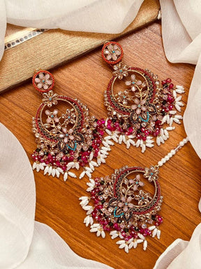 Elegant Nauratan Earrings with Bindiya