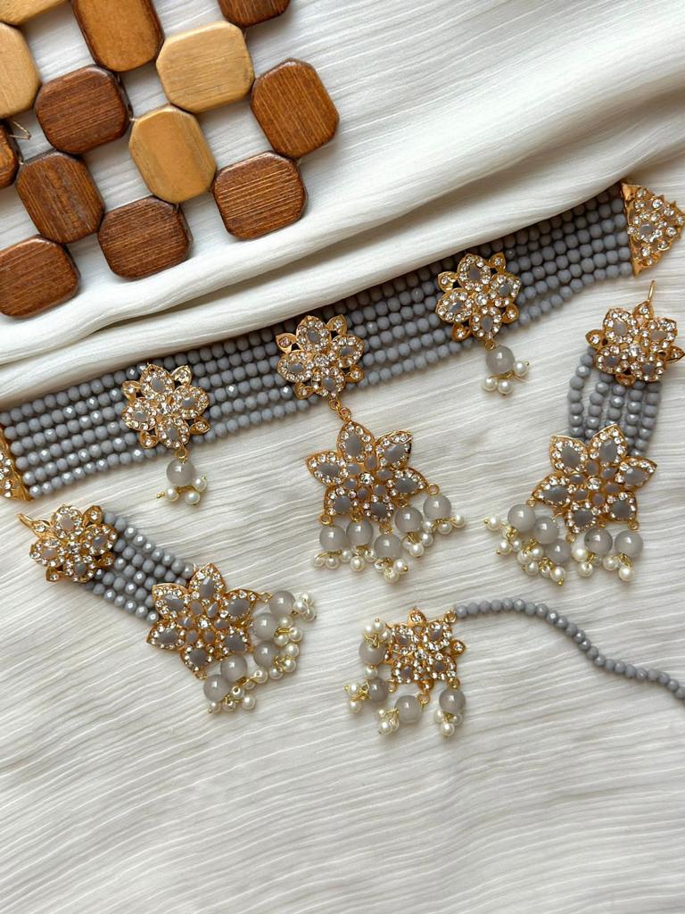 Elegant Crystal Chokar  Set