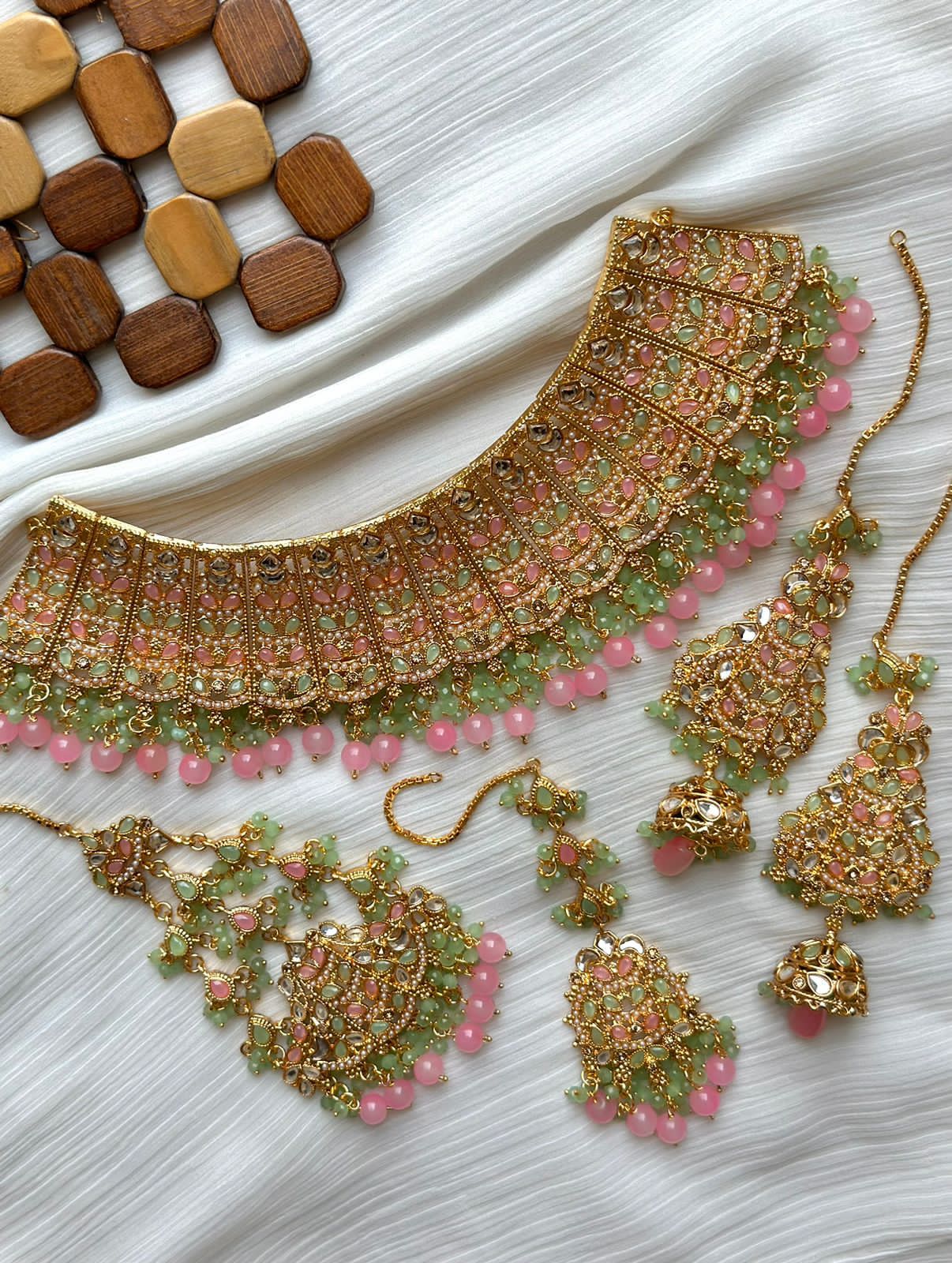 Fancy Kundan set with Earrings Tika & Jhoomar