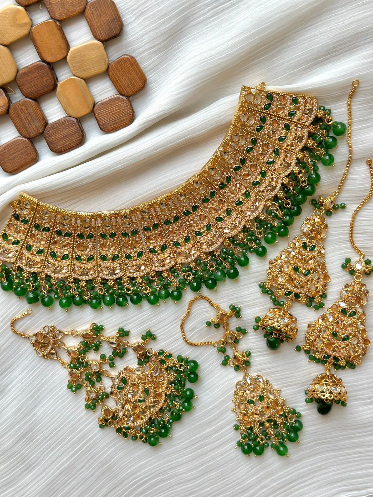 Fancy Kundan set with Earrings Tika & Jhoomar